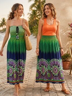 Tropical Convertible Boho Skirt/Dresses - Size S/M